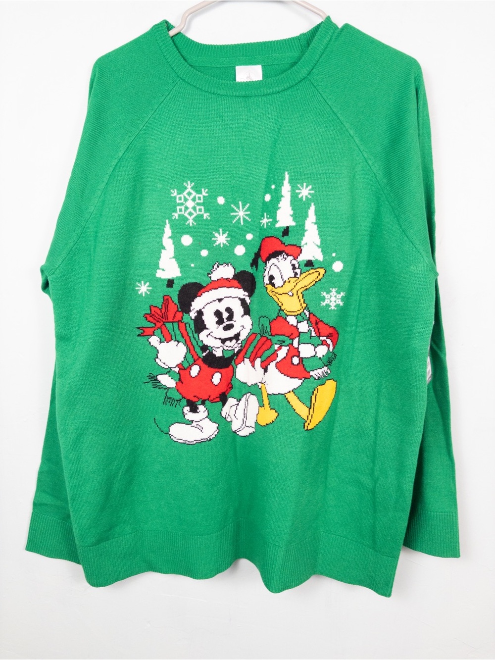 NWT Disney Green Holiday Sweater with Mickey & Donald Graphic
